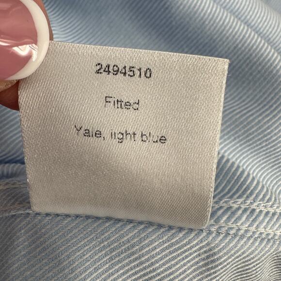 TAILOR STORE Light Blue Fitted Contemporary Long Sleeve Button-Down Shirt Medium - Picture 5 of 7